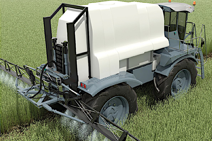 Boom inclination control in agricultural sprayer with IMU F99 from Pepperl+Fuchs.