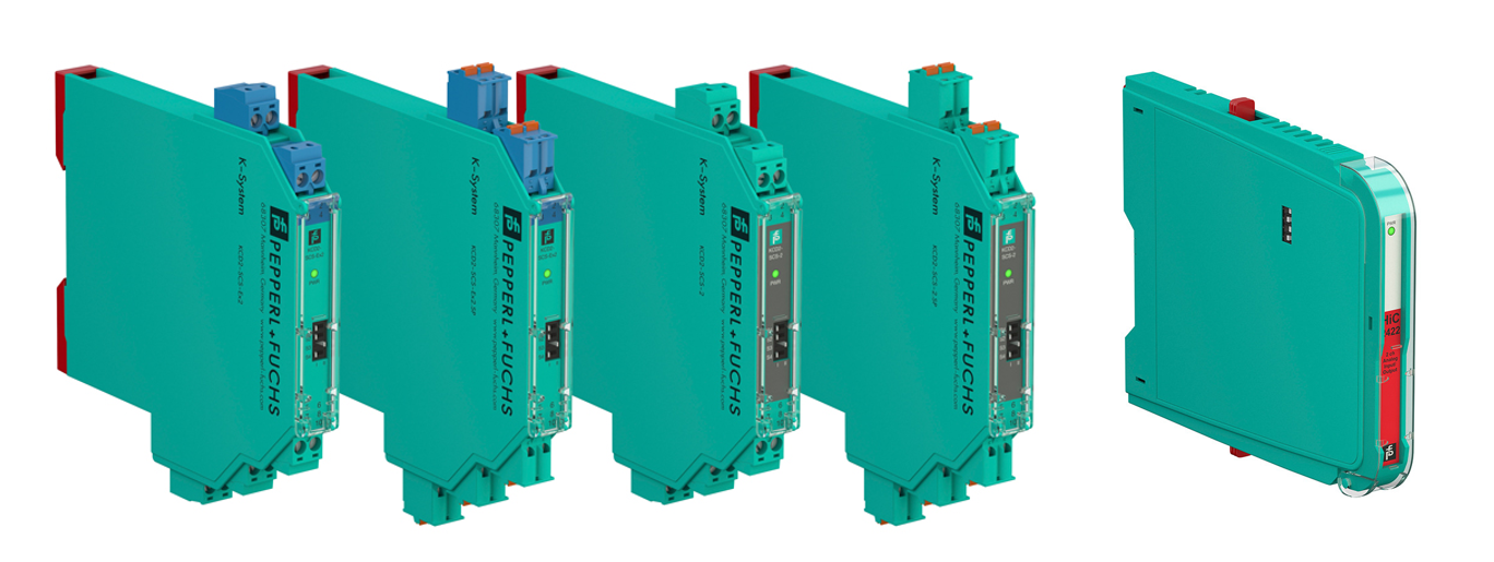 Pepperl+Fuchs isolated barriers KCD2-SCS* and HiC2422 with dual functionality for positioner control and monitoring in one device.