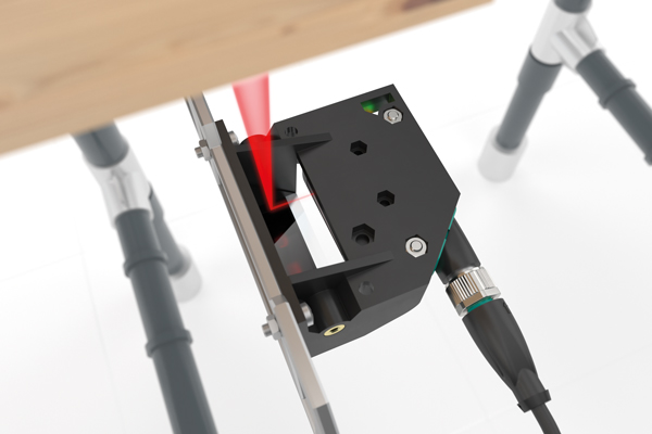 Pallet Detector from Pepperl+Fuchs mounted inside the conveyor line