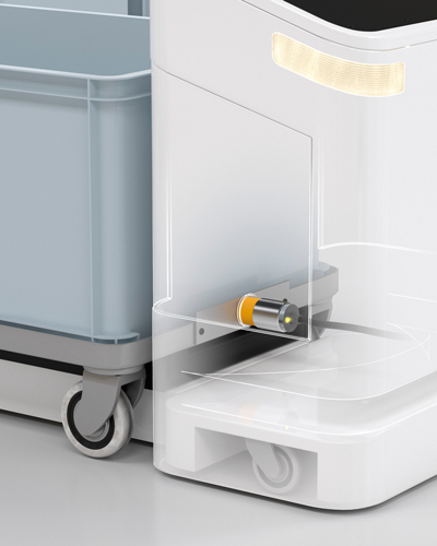 application_inductive_safety_sensors_agv_load_detection_close_up inductive safety sensor for load detection on AGV