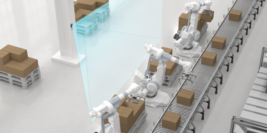Industrial event camera monitors palletizing process