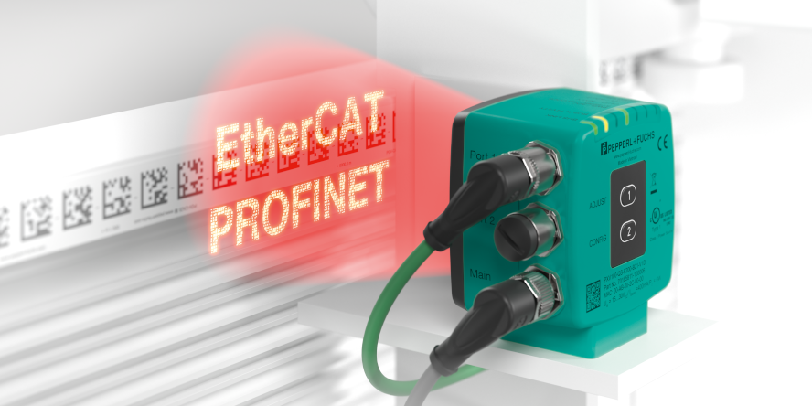 A PXV read head with EtherCAT/PROFINET interface