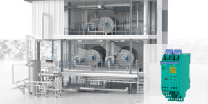 NAMUR output sensors in turbines in an industrial burner, the intrinsically safe barrier with NAMUR input is mounted in the safe area